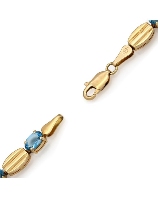 Blue Topaz and Oval Link Inline Bracelet